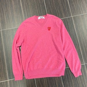 PLAY Comme des Garçons Pink V-Neck Sweater